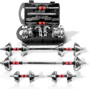 Adjustable Dumbbell Set, Cast Iron Barbell